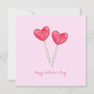 Happy valentine's day Sweet candy heart lollipop Invitation