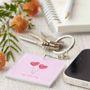 Happy valentine's day Sweet candy heart lollipop Key Ring