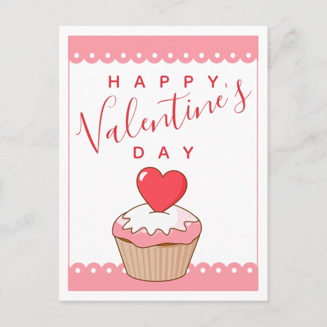 Happy Valentine's Day | Sweet Valentine Cupcake Postcard (Front)