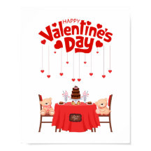 Happy Valentine's Day Teddy Bear Design Wall Decor