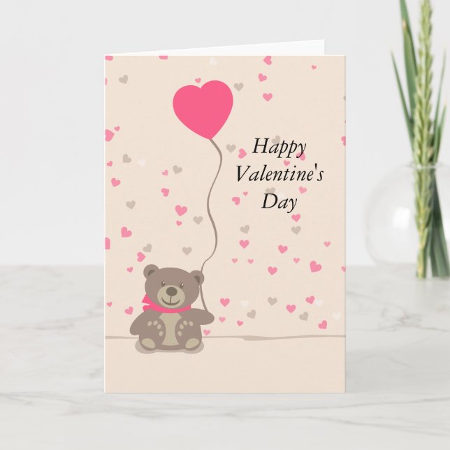 Happy Valentine's Day Teddy Bear Holiday Card (Front)