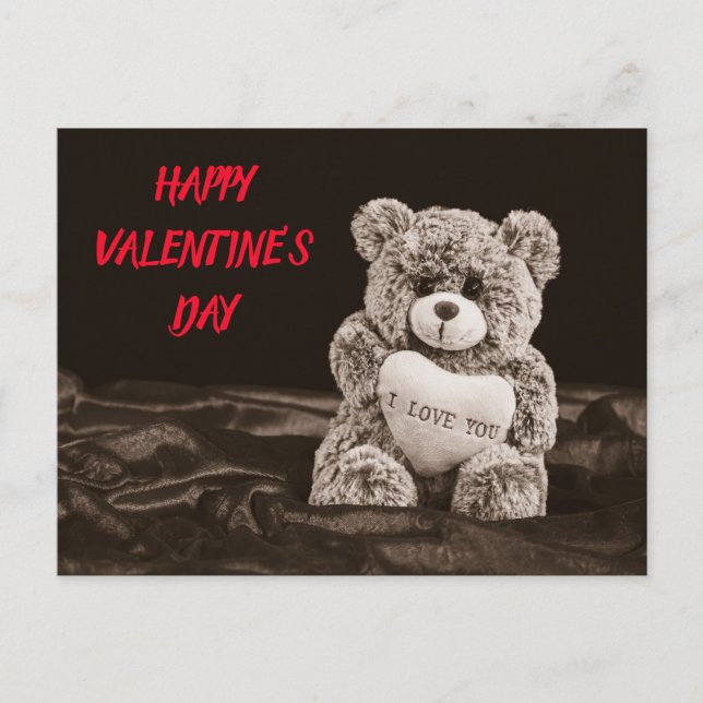 Happy Valentine's Day Teddy Bear Holiday Postcard (Front)