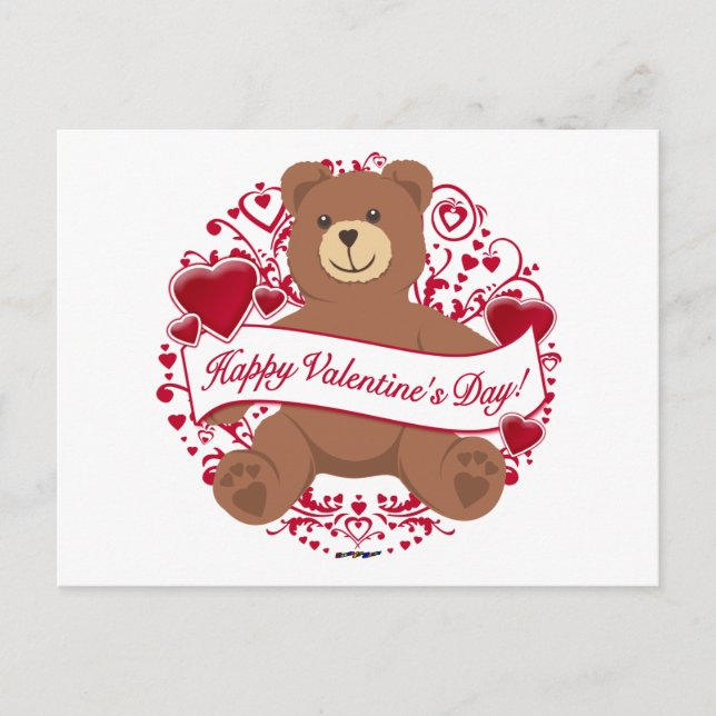 Happy Valentine's Day! Teddy Bear Holiday Postcard (Front)