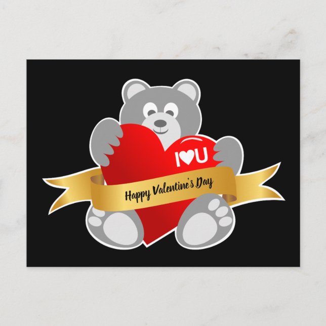 Happy Valentine's Day Teddy Bear postcard (Front)