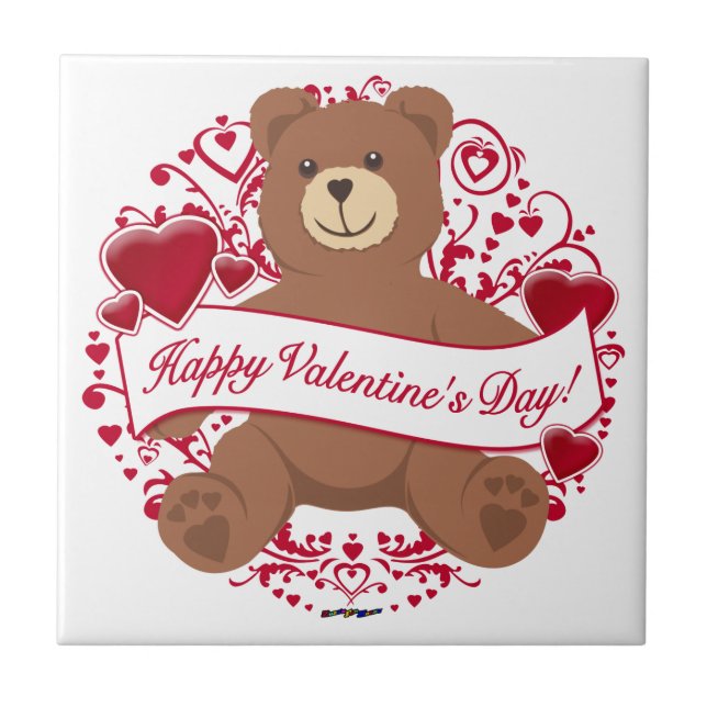 Happy Valentine's Day! Teddy Bear Tile (Front)