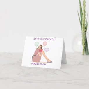 Happy Valentine's Day Teen Granddaughter Holiday Card