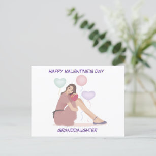 Happy Valentine's Day Teen Granddaughter Postcard