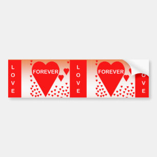 Happy Valentine's Day Text Forever Love Hearts Red Bumper Sticker