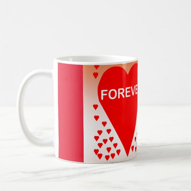 Happy Valentine's Day Text Forever Love Hearts Red Coffee Mug (Left)