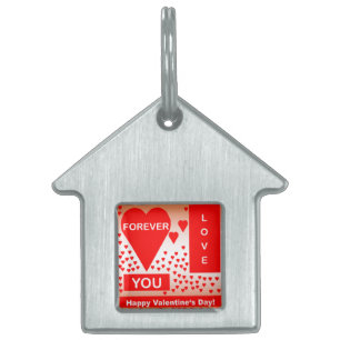 Happy Valentine's Day Text Forever Love Hearts Red Pet Tag