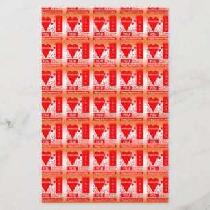 Happy Valentine's Day Text Forever Love Hearts Red Stationery