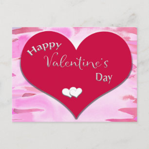Happy Valentine's Day Text Inside Red Heart Postcard