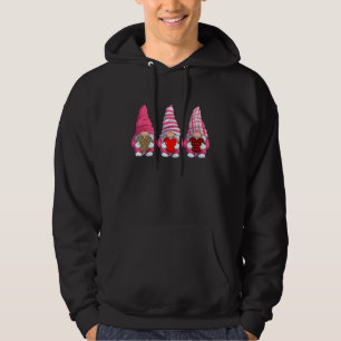 Happy Valentine's Day Three Gnomes Holding Hearts Hoodie