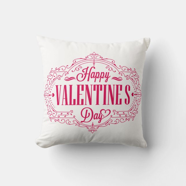 Happy Valentine's Day Throw Pillow (Front)