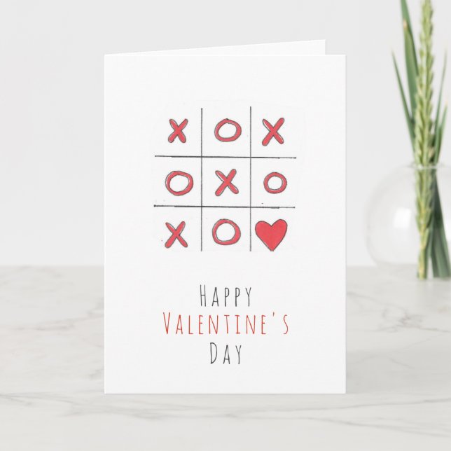 Happy Valentine's Day Tic-Tac-Toe Folding Card (Front)