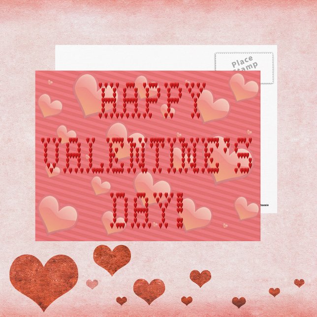 Happy Valentine's Day Tiny Heart Shaped Font Holiday Postcard (Happy Valentine's Day Tiny Heart Shaped Font Holiday Postcard)