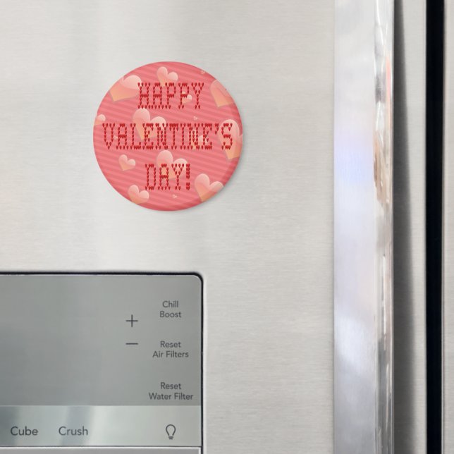 Happy Valentine's Day Tiny Heart Shaped Font Magnet (In Situ (Fridge))