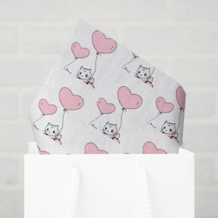 Happy Valentine's Day Tissue Paper Cat Pink Hearts