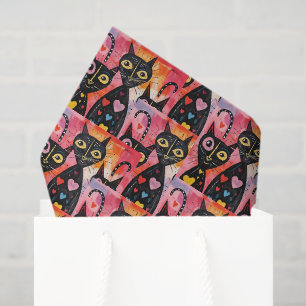 Happy Valentine's Day Tissue Paper Cat Red Hearts