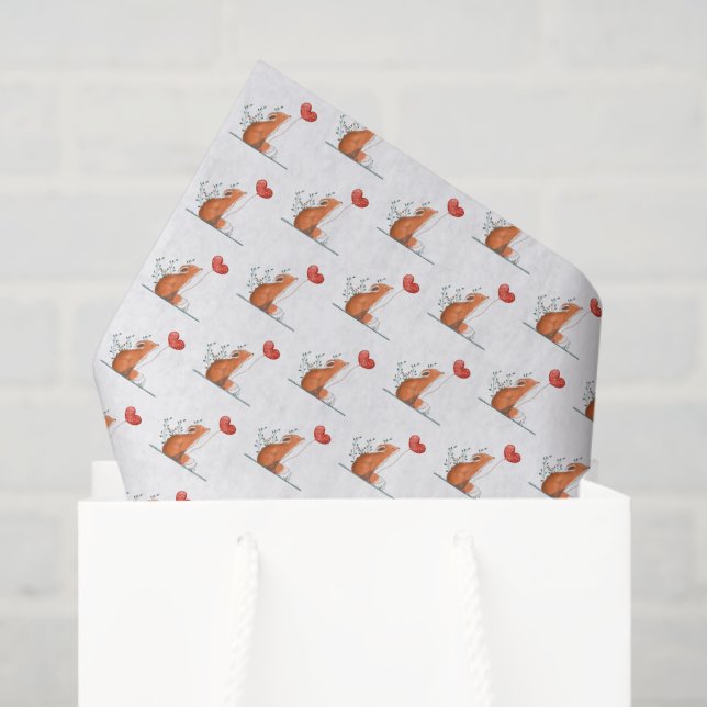 Happy Valentine's Day Tissue Paper Fox Red Hearts (Gift Bag)