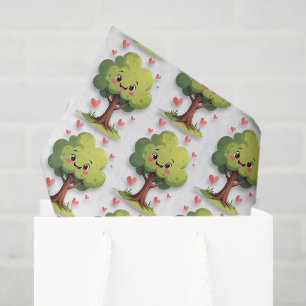 Happy Valentine's Day Tissue Paper Tree Red Hearts