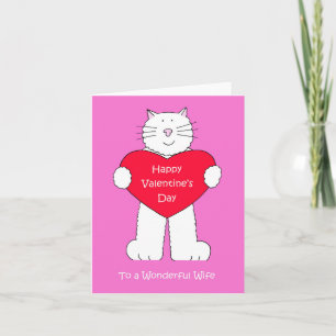 Happy Valentine's Day to Wife White Cat Card