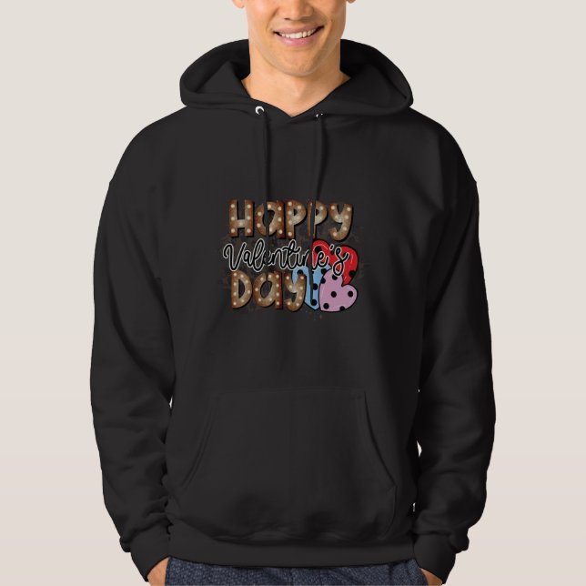 Happy Valentines Day Tomte Three Pink Hearts Garde Hoodie (Front)
