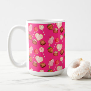 Happy Valentine's Day Treats And Candy Pattern Coffee Mug
