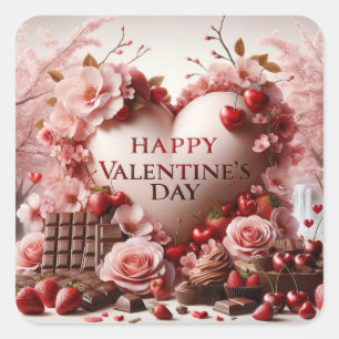 Happy Valentine's Day Treats Square Sticker