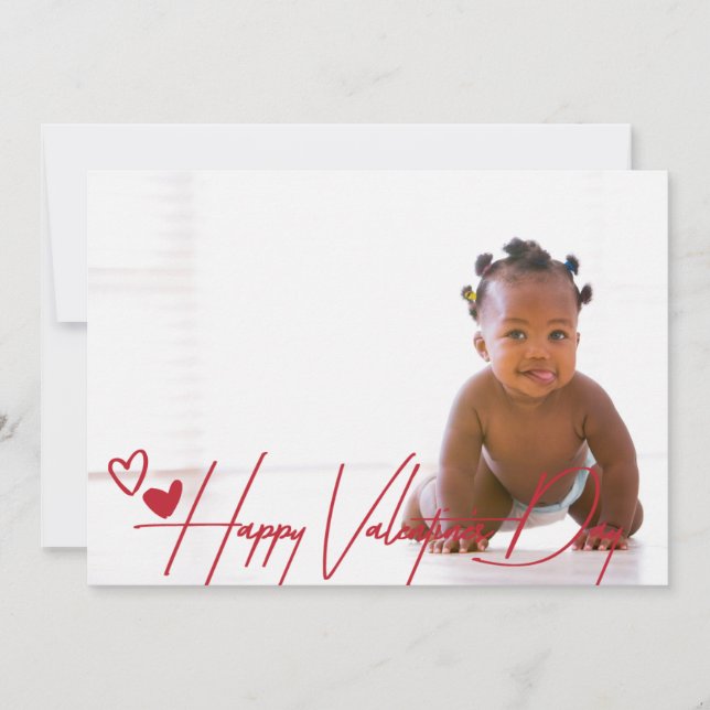 Happy Valentine's Day Trendy Font Photo Card (Front)