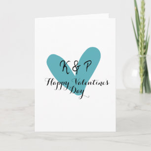 Happy Valentine's day turquoise heart name letter  Card
