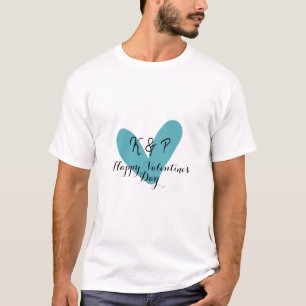 Happy Valentine's day turquoise heart name letter T-Shirt