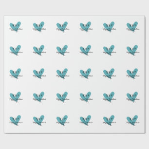 Happy Valentine's day turquoise heart name letter  Wrapping Paper