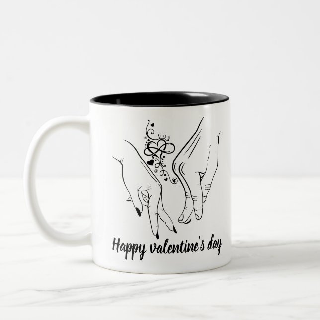 happy valentine's day Two-Tone coffee mug (Left)