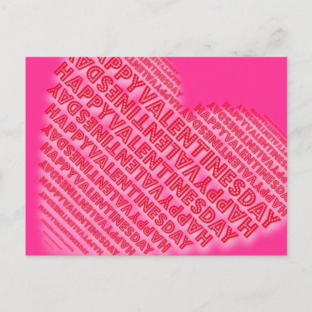 Happy Valentines Day Typography Heart Postcard (Front)