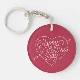 Happy Valentine's Day Typography   Keychain