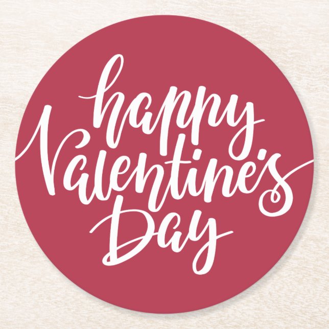 Happy Valentine's Day Typography | Paper Coaster (Front)