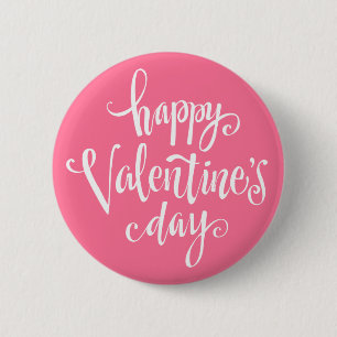 Happy Valentine's Day Typography   Pin Button
