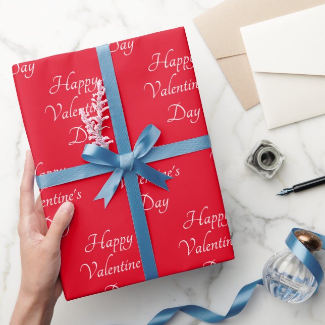Happy Valentine's Day Typography Red  Wrapping Paper (Gifting)