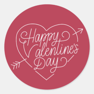 Happy Valentine's Day Typography Sticker Seal