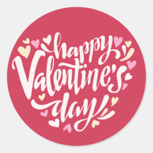 Happy Valentine's Day Typography Sticker Seal