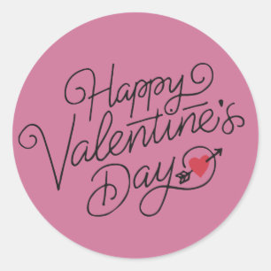 Happy Valentine's Day Typography Sticker Seal