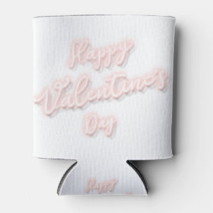 Happy Valentines Day typography style transparent Can Cooler
