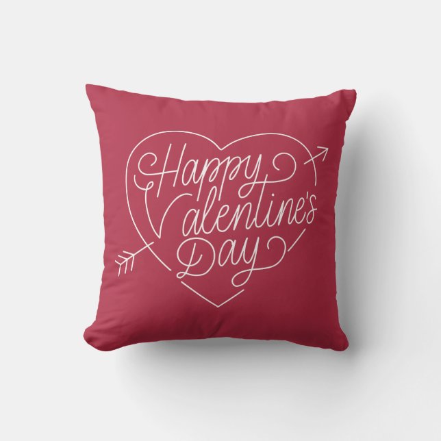 Happy Valentine's Day Typography | Throw Pillow (Front)