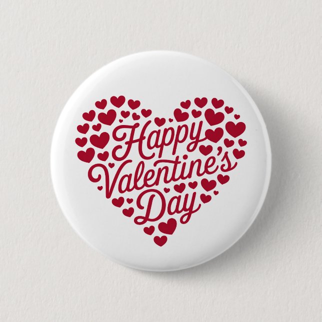 Happy Valentines Day Valentine Love Heart 6 Cm Round Badge (Front)