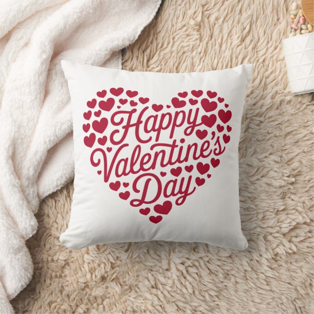 Happy Valentines Day Valentine Love Heart Cushion (Blanket)
