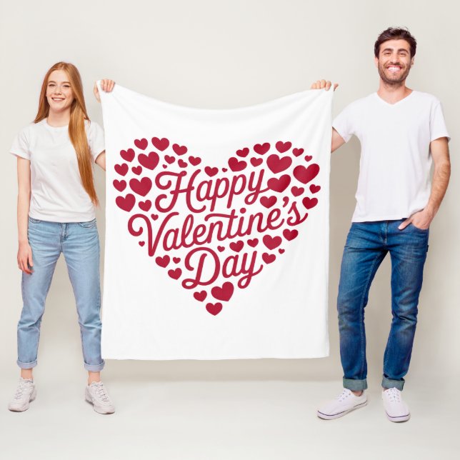 Happy Valentines Day Valentine Love Heart Fleece Blanket (In Situ)