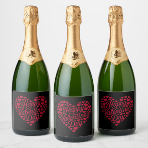 Happy Valentines Day Valentine Love Heart Sparkling Wine Label