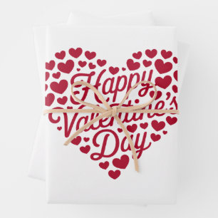 Happy Valentines Day Valentine Love Heart Wrapping Paper Sheet