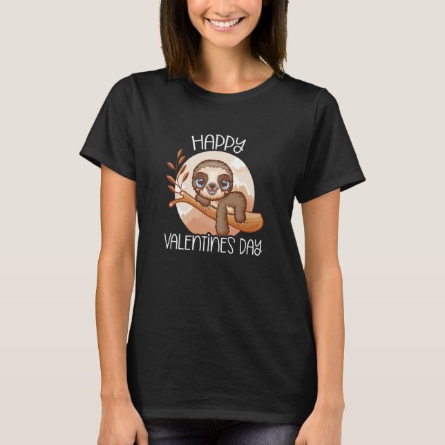 Happy Valentine's Day Valentine Sloth Animal Fanat T-Shirt (Front)
